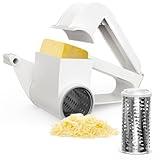 Cheese Grater with Handle, Rotary Cheese Grater,Vegetable, Chocolate, Hard Cheese & Nut Grater,White