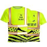 YOWESHOP Hi-Vis Safety T-Shirt Customize Logo US Flag Reflective Security Shirts Team Work Uniform (L, Yellow Black-Style 2)