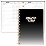 Fitness Journal Workout Planner for Women & Men - A5(5.5" x 8.5") Sturdy Workout Log Book for Gym & Personal Home Workouts - Black