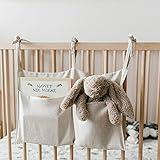 YeeMan Linen Baby Bedside Hanging Storage Bag,2 Pockets Organizer for Baby Cribs and Toys (Burlywood)