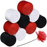 9 Rolls Christmas Crepe Paper Streamers Party Streamers 246 Yards Crepe Paper Decorations in 3 Colors for Wedding Birthday Party Family Gathering Event Party Favor(Simple Style,Black, White, Red)