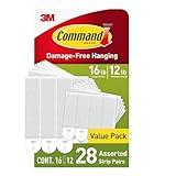 Command 15 lb & 10 lb Large and Medium Picture Hanging Strips 28 Assorted Pairs (56 Command Strips), Damage Free Hanging Picture Hangers, Wall Hanging Strips for Christmas Decorations