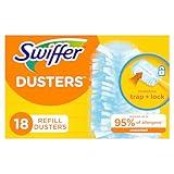 Swiffer Dusters Refill for Cleaning, Feather & Microfiber Duster Disposable Alternative, for Dusting Furniture, Blinds, Ceiling Fans, Walls, Helps Remove Allergens, Unscented, 18ct