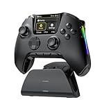 ManbaOne Interactive Screen Wireless Gaming Controller for PC/Switch/iOS/Android,Hall Effect Stick & Trigger,RGB Lighting,Remappable Buttons,1800mAh with Charging Dock (Black)