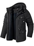 Mr.Stream Men's Winter Hooded Jacket Windproof Sherpa Lined Fleece Windbreaker Coat Outerwear Warm Parka 3256 Black L