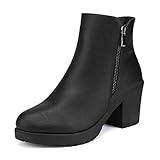 DREAM PAIRS Women's Ankle Boots Chunky Heel Platform Fall Heeled Short Booties Shoes,Size 8.5,Black/Pu,Z0EY-2