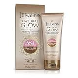 Jergens Natural Glow Self Tanner Face Moisturizer with SPF 20 Facial Sunscreen, Medium to Deep Skin Tone, Sunless Tanning, Oil Free, Broad Spectrum Protection UVA and UVB, 2 oz (Packaging May Vary)