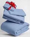 Mellanni Queen Sheets Set - 4 PC Iconic Collection Bedding Sheets & Pillowcases - Hotel Luxury, Extra Soft, Cooling Bed Sheets - for Women, Men, Kids & Teens (Queen, Sky Blue)