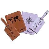 Personalized Durable Leather Passport Holder & Luggage Tag Set • Customized Father's Day Gift for Dad • Monogram, Name, Date, Photo, Logo • Dad Appreciation Gift • Men's Traveler Gift • Made in USA