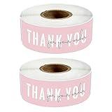 OMGREI 1x3 Inch Thank You for Your Order Stickers, Pink Thank You Stickers Small Business, Packaging for Small Business, Order, Decoration, Gifts, 2Roll with 240 Labels (Pink 01)