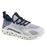 Urban Sport Cooper Women’s Athleisure Sneaker | Lightweight Casual Walking Shoes for Women | All-Day Comfort Sneakers | White/Navy | Size 10