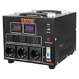 VEVOR Voltage Converter Transformer, 3000W, Heavy Duty Step Up/Down Transformer, Convert from 110 Volt to 220 Volt and from 220 Volt to 110 Volt, with US Outlet EU Outlet 5V USB Port, CE Certified