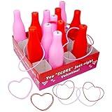 Valentine Bottle Ring Toss Game for Kids Party Activity, Indoor/Outdoor Backyard Yard Carnival Game, Classroom Valentine's Party Games for Kids and Adults Party Supplies by 4E's Novelty, Red, Pink