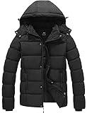 GGleaf Men's Hooded Winter Coat Warm Puffer Jacket Thicken Quilted Jacket Large Black