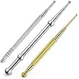 3 Pieces Facial Reflexology Massage Tool Stainless Steel Manual Acupuncture Pen Retractable Acupuncture, Stainless Steel Double Headed Spring Loaded Ear and Body Point Probe Pen