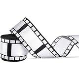 Chivao 1 Roll 2.5 Inch 20 Yards Filmstrip Ribbon Movie Film Reel Ribbon Filmstrip Decorating Material Party Accessory for Christmas Movie Party Table Decor Home DIY Wrapping Wreaths Crafts