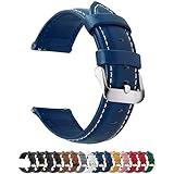 Fullmosa Watch Straps 20mm, Axus Series Leather Strap Replacement Watch Strap with Stainless Steel Metal Clasp for Men Women 14/16/18/20/22/24mm, Dark Blue 20mm