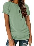 ATHMILE T Shirts for Women Loose Fit Round Neck Summer Tops Dark Green Graphic Tees Women Beach Fashion