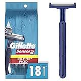 Gillette Sensor2 Disposable Razors for Men, Water Activated Lubrastrip to Help Avoid Skin Irritation, 18 count