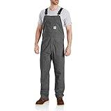 Carhartt mens Rugged Flex Relaxed Fit Canvas Bib Overalls, Gravel, 34W x 32L US