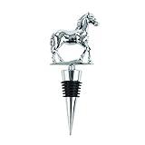 Twine Derby Wine Bottle Stopper, Keep Wine Fresh, Horse Bottle Stopper, Fits Standard Bottles, Metal, Rubber Seal, Silver, Set of 1