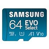 SAMSUNG EVO Select microSD Memory Card + Adapter, 64GB microSDXC, Up to 160 MB/s, UHS I, C10, U1, V10, A1, for Mobile Phone, Smartphones, Nintendo-Switch, and Tablets (MB-ME64SA/AM)