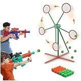 Shooting Games Toys for Age 5 6 7 8 9 10+ Year Old Boys, Kids Toy Sports & Outdoor Game with Moving Shooting Target & 2 Popper Air Toy Guns & 24 Foam Balls, Gifts for Boys and Girls