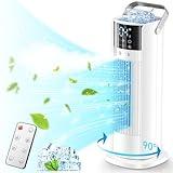 Portable Air Conditioners Tower Fan, 16" Evaporative Air Cooler with Remote, 90° Oscillating & 4 Wind Speeds, Cool Mist & 2-10H Timer, Touch Screen Cooling fan Air Conditioner for Room Office Camping