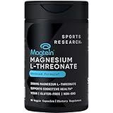 Sports Research Magtein Magnesium L-Threonate Capsules - Magnesium Supplement for Memory, Focus & Cognition - Magnesium L Threonate Supports Brain Health, Sleep & Mood - 2000mg, 90 Capsules for Adults