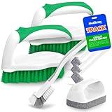 Holikme 7 Pack Deep Cleaning Brush Set, Scrub Brush, Grout Brush, Pool Brush, Scrub Pads with Scraper Tip Scouring Pads, for Pool Walls, Bathroom, Floor, Tub, Shower and Kitchen Surface (Green)