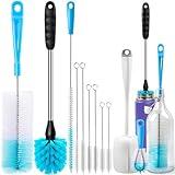 Holikme Bottle Brush Tube Cleaning Lab Set with Long Handle, Cup Cleaner for Washing Narrow Neck Beer Wine Decanter Pipes Lids Sinks Cap Covers, White