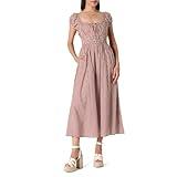 The Drop Women’s Melody Cap Sleeve Tie Front Cotton Dress, Brandy Brown Gingham, M