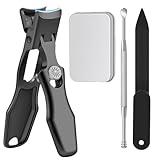 Nail Clippers for Men & Women – 2024 Upgrade Premium Steel Toenail Clippers for Thick Toenails, Long Handle, Wide Jaw Opening, Safety Lock, Ultra Sharp with Catcher, Ideal for Seniors Black