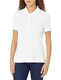 Amazon Essentials Women's Short-Sleeve Polo Shirt (Available in Plus Size), White, Large