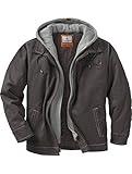 Legendary Whitetails Men's Dakota Jacket Full Zip Up Waxed Cotton Hooded Rugged Winter Coat, Tarmac, Large Tall