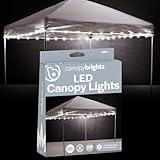 Brightz LED Canopy Lights, White - Outdoor Canopy Tent Lights for 10ft x 10ft Tents - Football Tailgate Essentials & Accessories - 40ft String Light