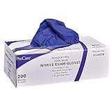 ProCure [200 Count Disposable Nitrile Gloves Medium - Powder Free, Rubber Latex Free, Medical Exam Grade, Non Sterile, Ambidextrous - Soft with Textured Tips - Cool Blue