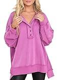 AlvaQ Women Oversized Sweatshirts Outfit Casual Loose Hoodies Fashion Fall Winter Clothes 2025 Pullover Tunic Tops Purple X-Large