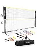 Boulder Sports All-in-One Pickleball & Badminton Set - Portable, Adjustable Net with Paddles & Rackets