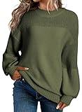 Dokotoo Fall Sweaters for Women 2024 Fashion Long Sleeve Round Neck Knit Pullover Tops Casual Loose Oversized Solid Color Sweater Outfits Winter Clothes Green XX-Large