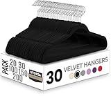 Utopia Home Velvet Hangers 30 Pack - Non-Slip Suit Hangers with 360 Degree Rotatable Hook - for Pants, Coats, Shirts & More (Black)