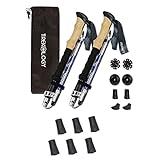 TREKOLOGY Trek-Z (Blue 115-135cm) Trekking Hiking Poles / 6 pc Replacement Rubber Tips - Collapsible Folding Walking Sticks,Adjustable Quick Flip-Lock, Foldable Trekking Poles for Hiking.