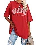 Womens Oversized Los Angeles California Graphic T Shirts Half Sleeve Summer Loose Casual Tees Tunic Tops