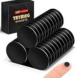 TRYMAG Small Magnets, 30Pcs Black Strong Rare Earth Magnets Small Round Fridge Magnets for Whiteboard, Neodymium Magnets Locker Magnets for Crafts, Scientific Models - 0.47 inch D x 1/8 inch H