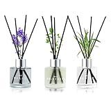 3 Pack Fragrance Reed Diffuser, 50ML Lavender Jasmine Lemongrass Aromatherapy Diffuser Set with 12 Black Fiber Sticks,Air Freshener for Bedroom Bathroom Office, 8.2X 6.6X 2.1 inch