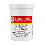 Miracle Care Kwik Stop Styptic Powder For Dogs, Cats and Birds, 0.5 Ounce, Fast Acting Blood Stop Powder with Pain Relieving Benzocaine