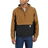 Carhartt Men's Rain Defender Loose Fit Lightweight Packable Anorak, Brown/Black, Large