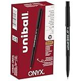 uniball Onyx Roller Ball Pen, Stick, Fine 0.7 Mm, Black Ink, Black Matte Barrel, Dozen