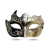 Aqearl Masquerade Mask for Men Vintage Venetian Mask Halloween Mask for Party Prom Ball Costume Mask (Gold)