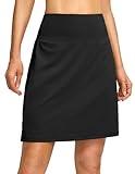 G Gradual 19" Skorts for Woman Knee Length Golf Skirt Long Athletic Tennis Skorts for Women Dressy Casual with Shorts Pockets(Black,L)